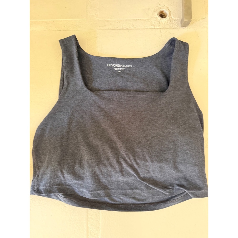 Beyond Yoga Spacedye Slim Cropped Tank Top Dark Charcoal Grey 2X Shelf Bra